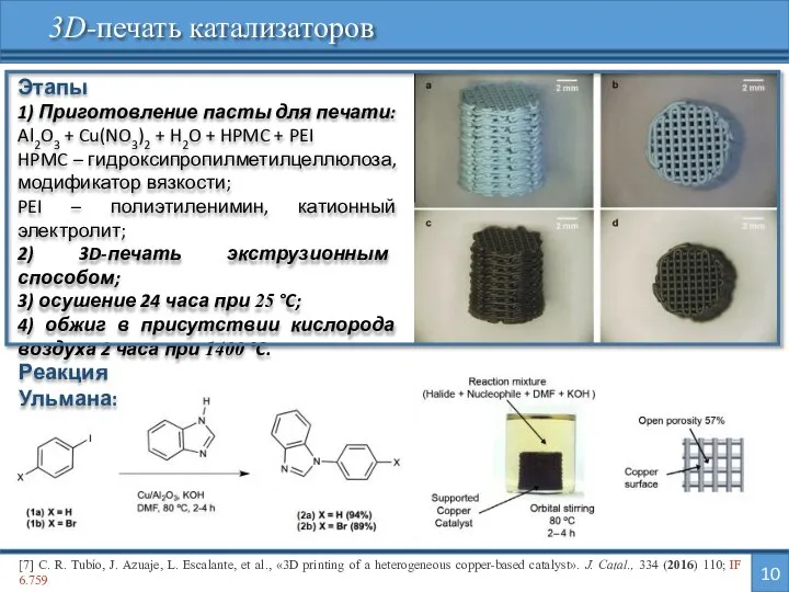 10 3D-печать катализаторов [7] C. R. Tubío, J. Azuaje, L. Escalante,