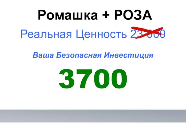 Реальная Ценность 23 000 Ваша Безопасная Инвестиция 3700 Ромашка + РОЗА