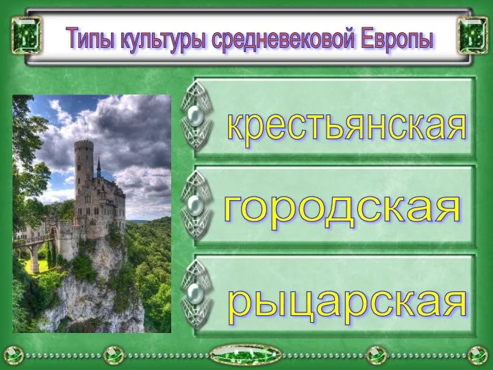 крестьянская городская рыцарская Типы культуры средневековой Европы