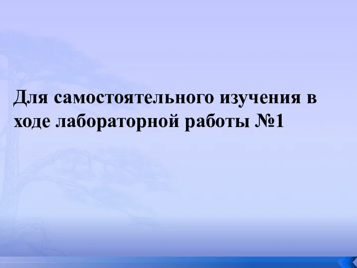 Для самостоятельного изучения в ходе лабораторной работы №1