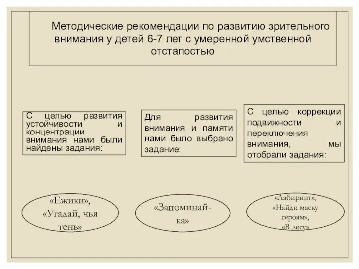 Методические рекомендации по развитию зрительного внимания у детей 6-7 лет с