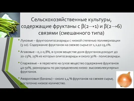 Сельскохозяйственные культуры, содержащие фруктаны с β(2→1) и β(2→6) связями (смешанного типа)