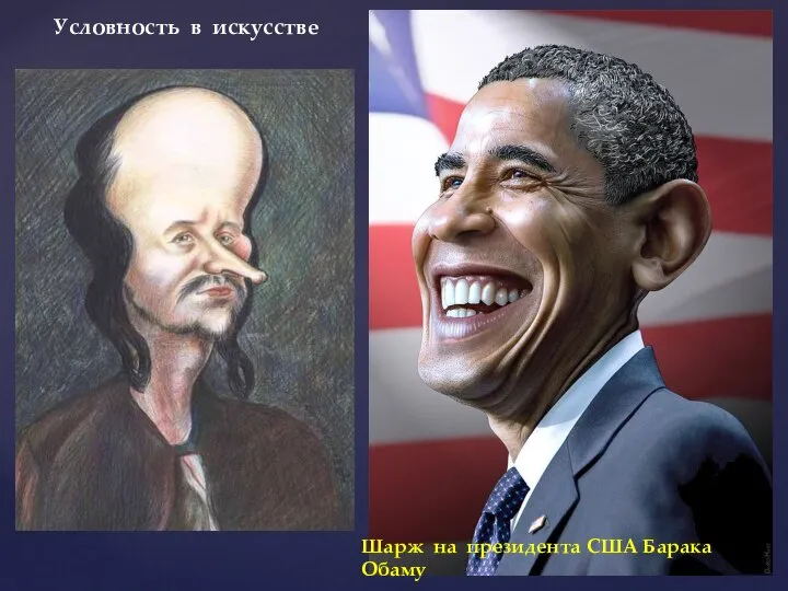 Условность в искусстве Шарж на президента США Барака Обаму