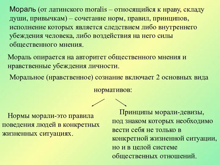 Мораль (от латинского moralis – относящийся к нраву, складу души, привычкам)