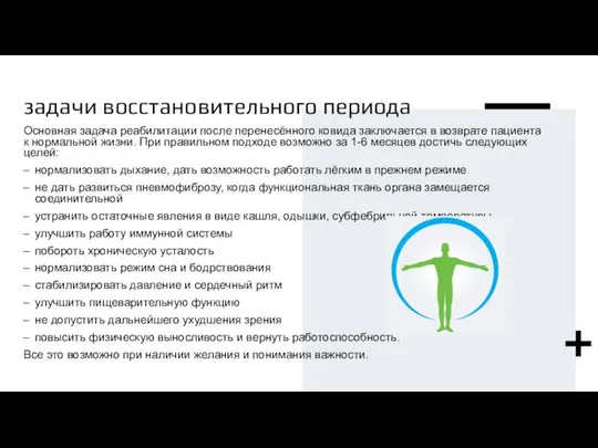 задачи восстановительного периода Основная задача реабилитации после перенесённого ковида заключается в