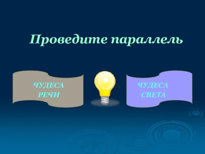 Проведите параллель ЧУДЕСА РЕЧИ ЧУДЕСА СВЕТА