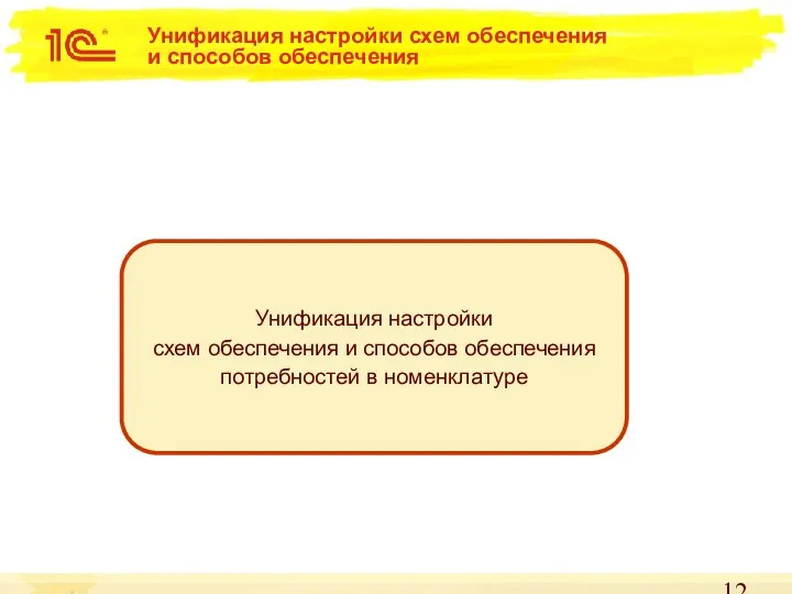 Унификация настройки схем обеспечения и способов обеспечения Унификация настройки схем обеспечения