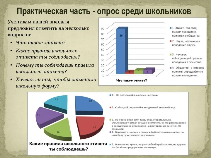 Практическая часть - опрос среди школьников Ученикам нашей школы я предложил