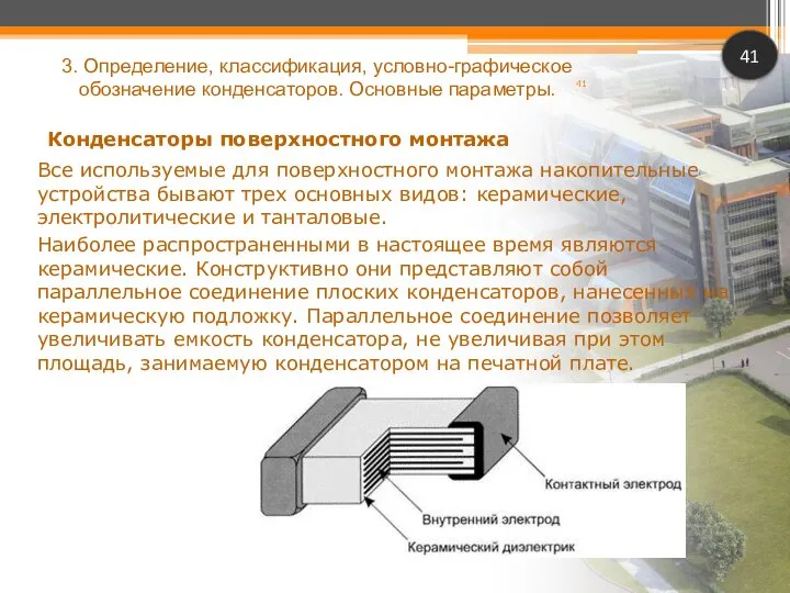 Конденсаторы поверхностного монтажа Все используемые для поверхностного монтажа накопительные устройства бывают