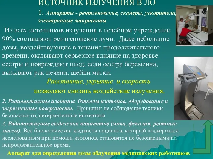 ИСТОЧНИК ИЗЛУЧЕНИЯ В ЛО 1. Аппараты - рентгеновские, сканеры, ускорители, электронные