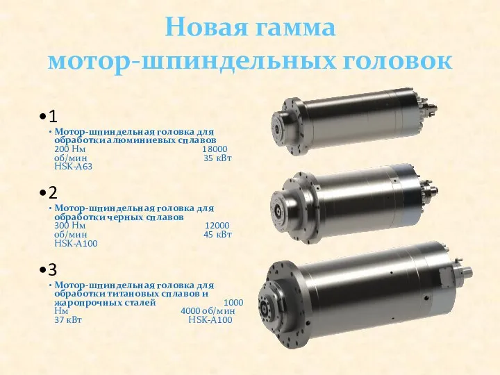 Новая гамма мотор-шпиндельных головок 1 Мотор-шпиндельная головка для обработки алюминиевых сплавов