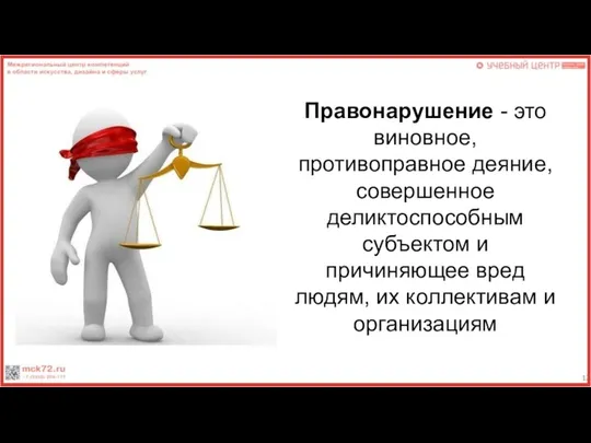 Правонарушение - это виновное, противоправное деяние, совершенное деликтоспособным субъектом и причиняющее