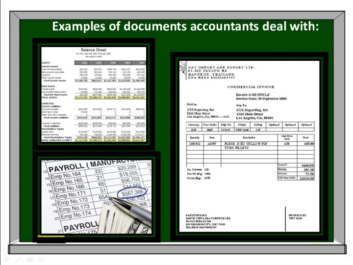 Examples of documents accountants deal with: