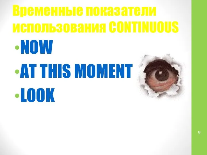 Временные показатели использования CONTINUOUS NOW AT THIS MOMENT LOOK