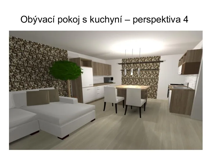 Obývací pokoj s kuchyní – perspektiva 4