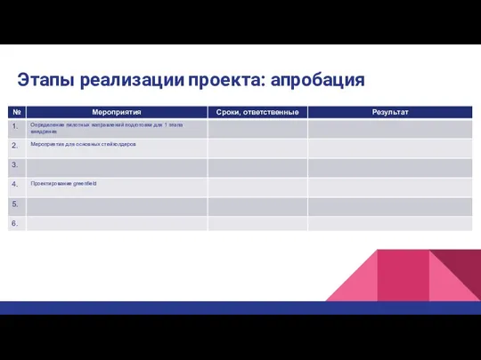 Этапы реализации проекта: апробация