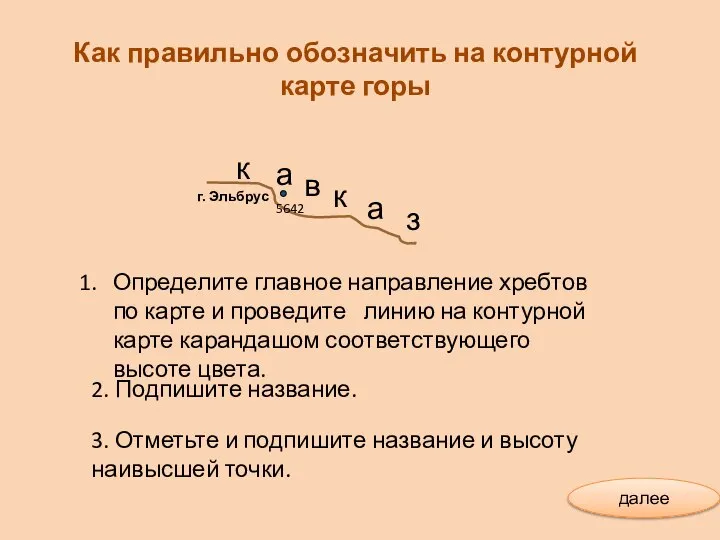 к а в к а з Определите главное направление хребтов по