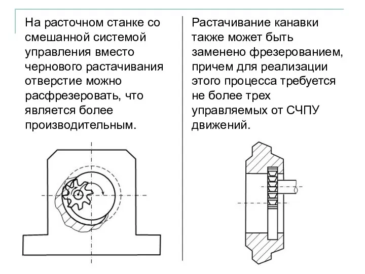 На расточном станке со смешанной системой управления вместо чернового растачивания отверстие