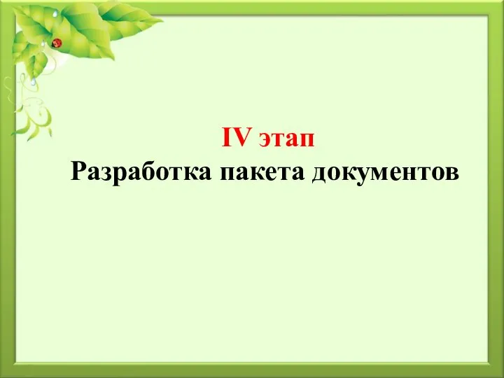 IV этап Разработка пакета документов