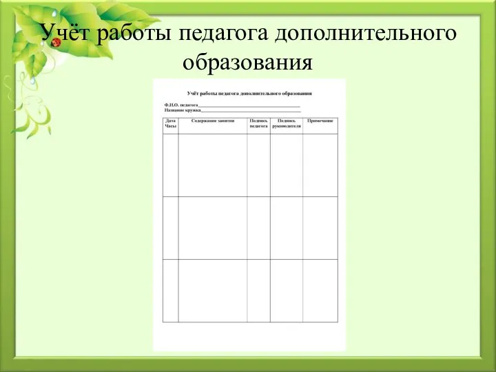 Учёт работы педагога дополнительного образования
