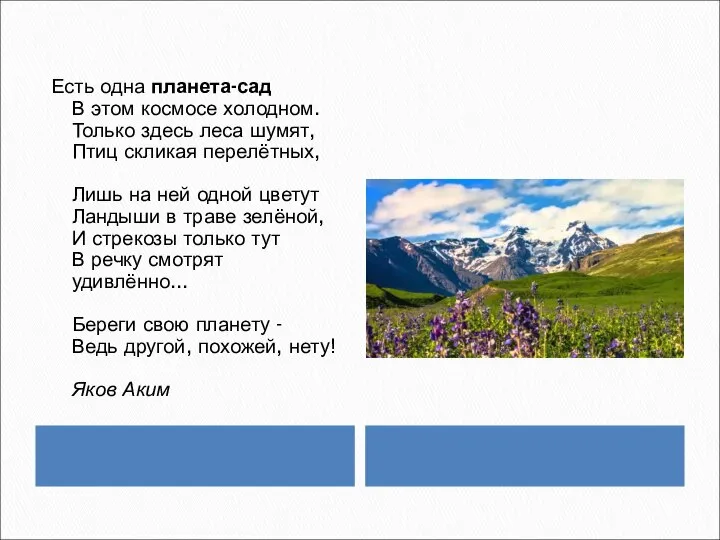 Есть одна планета-сад В этом космосе холодном. Только здесь леса шумят,