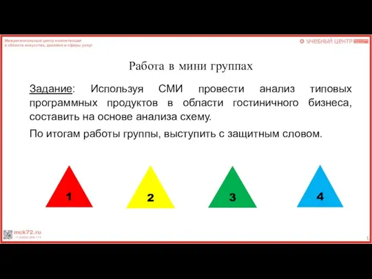 Работа в мини группах Задание: Используя СМИ провести анализ типовых программных