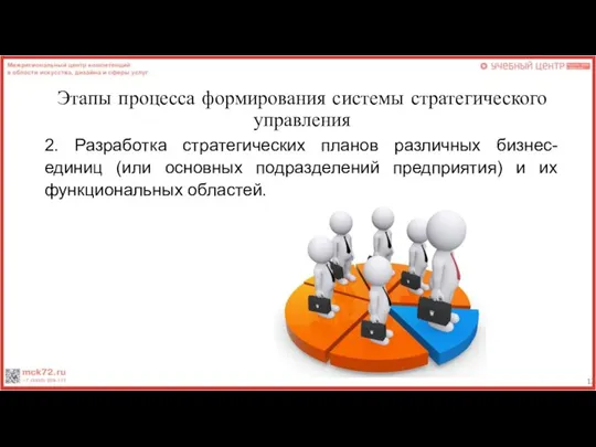 Этапы процесса формирования системы стратегического управления 2. Разработка стратегических планов различных