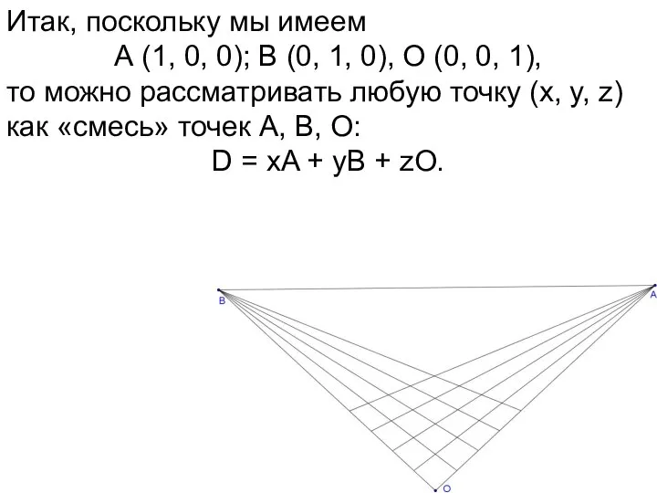 Итак, поскольку мы имеем А (1, 0, 0); В (0, 1,