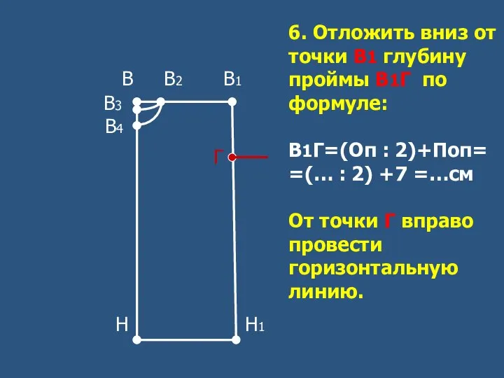 В В2 В1 В3 В4 Г Н Н1 6. Отложить вниз