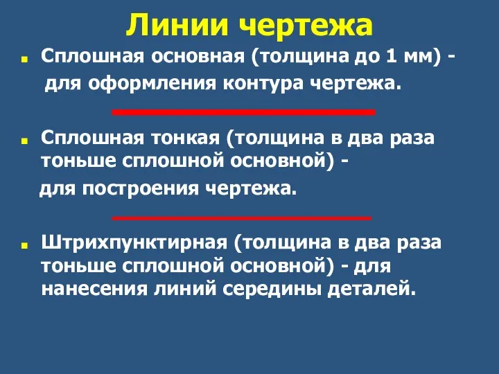 Линии чертежа Сплошная основная (толщина до 1 мм) - для оформления