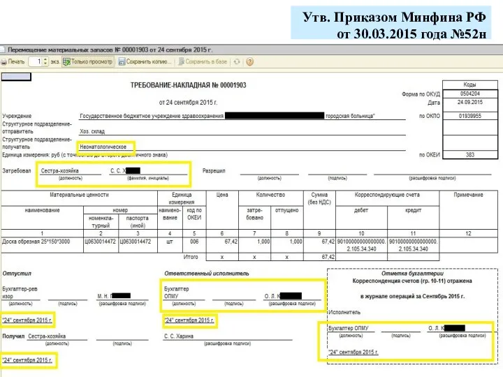 Утв. Приказом Минфина РФ от 30.03.2015 года №52н