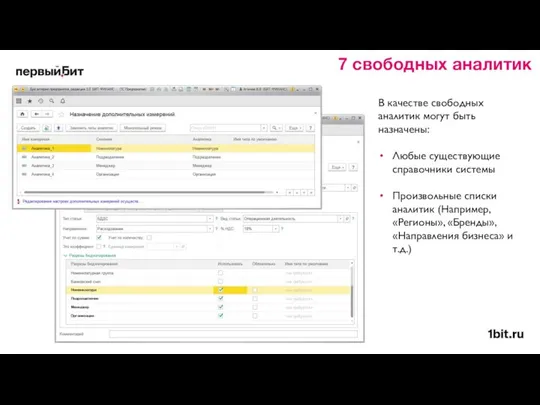 7 свободных аналитик В качестве свободных аналитик могут быть назначены: Любые