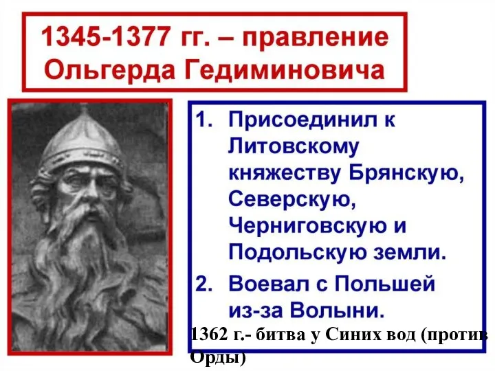 1362 г.- битва у Синих вод (против Орды)