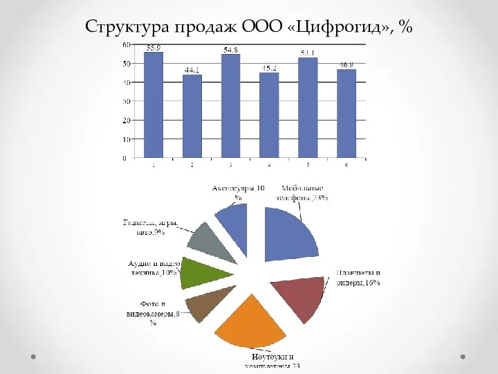 Структура продаж ООО «Цифрогид», %