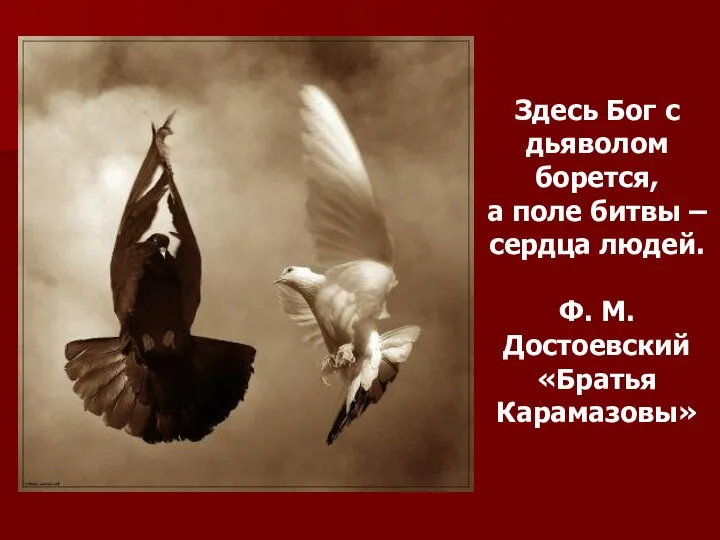 Здесь Бог с дьяволом борется, а поле битвы – сердца людей. Ф. М. Достоевский «Братья Карамазовы»