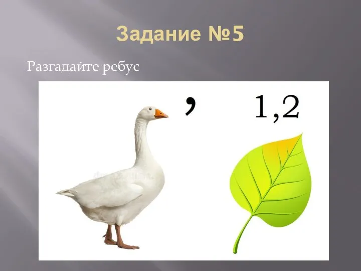 Задание №5 Разгадайте ребус