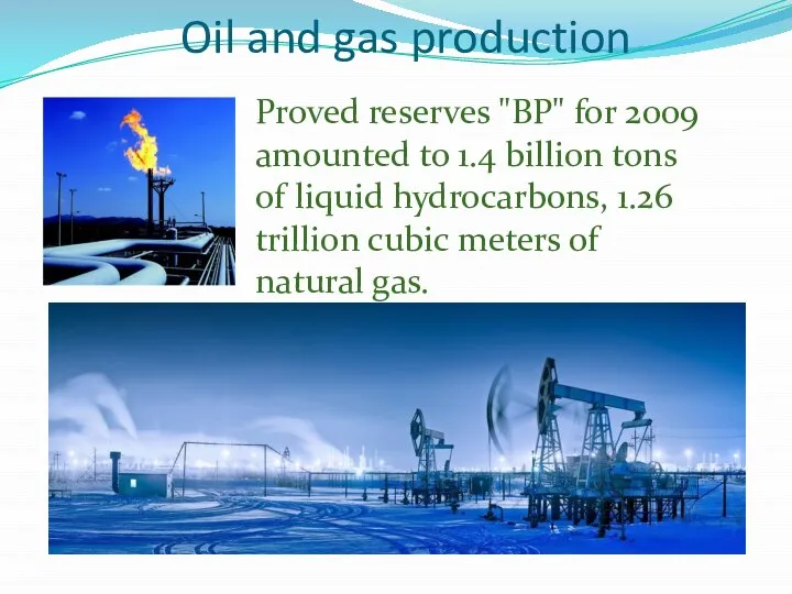 Oil and gas production Proved reserves "BP" for 2009 amounted to