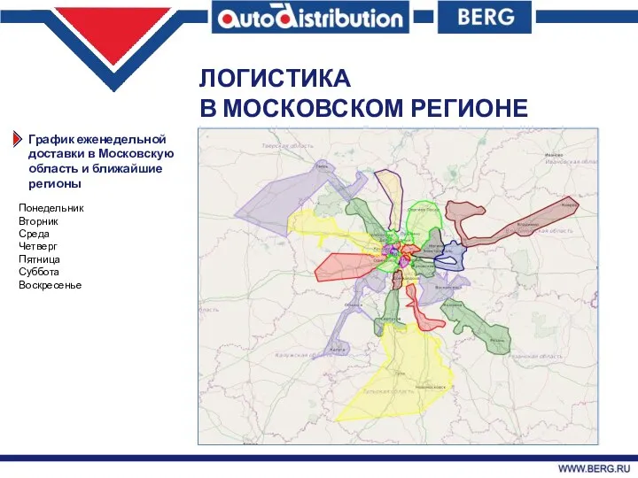 О Группе компаний Берг в цифрах ЛОГИСТИКА В МОСКОВСКОМ РЕГИОНЕ График