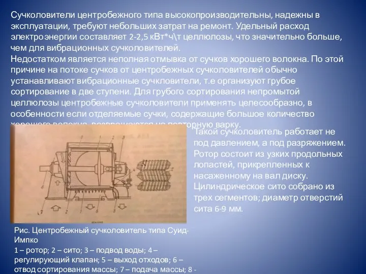 Сучколовители центробежного типа высокопроизводительны, надежны в эксплуатации, требуют небольших затрат на