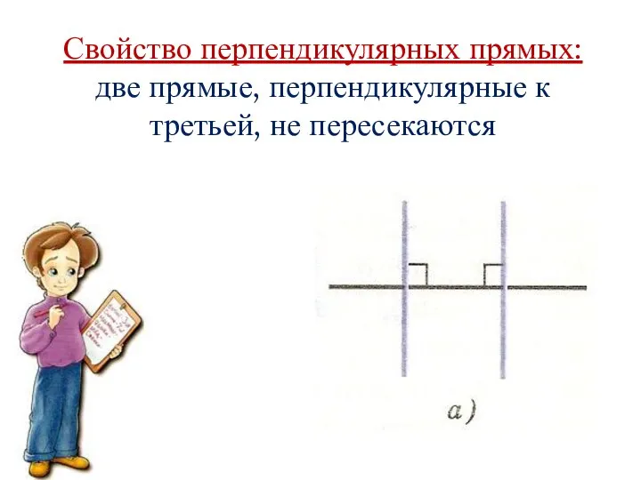 Свойство перпендикулярных прямых: две прямые, перпендикулярные к третьей, не пересекаются