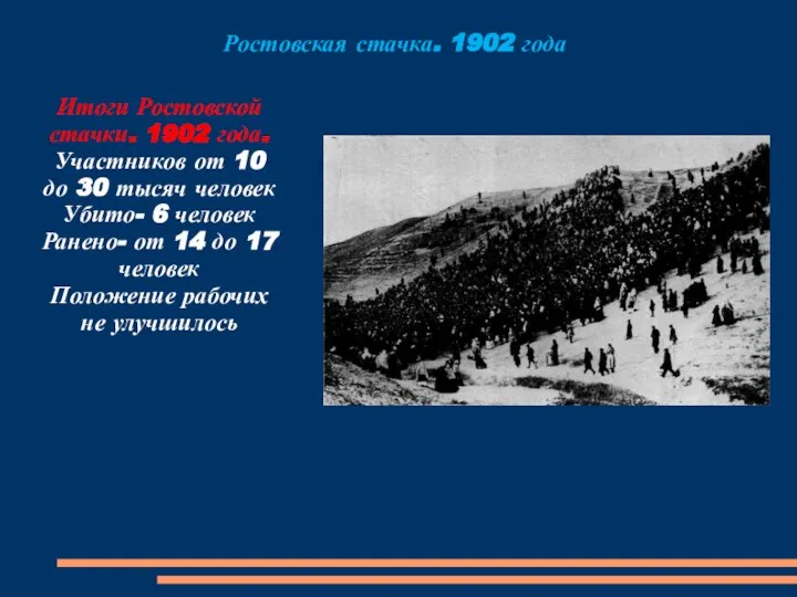 Ростовская стачка. 1902 года Итоги Ростовской стачки. 1902 года. Участников от