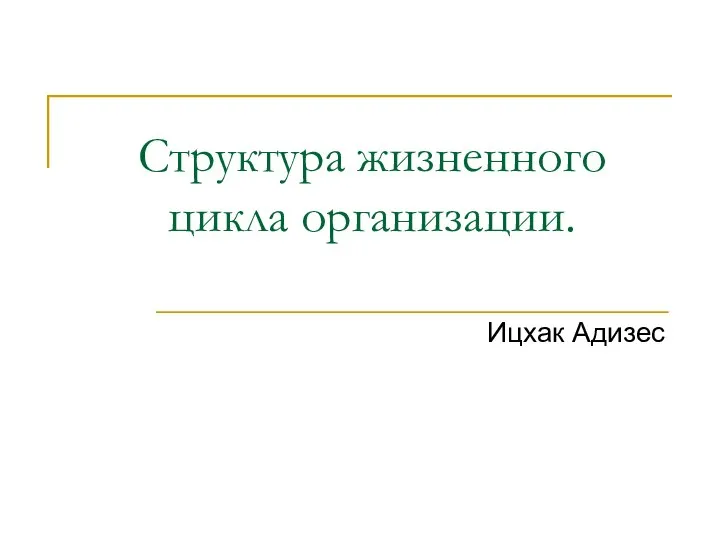 Структура жизненного цикла организации. Ицхак Адизес