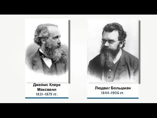 Джеймс Клерк Максвелл 1831–1879 гг. Людвиг Больцман 1844–1906 гг.