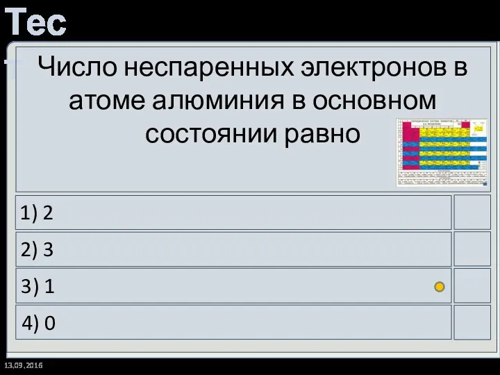 13.09.2016 Число неспаренных электронов в атоме алюминия в основном состоянии равно