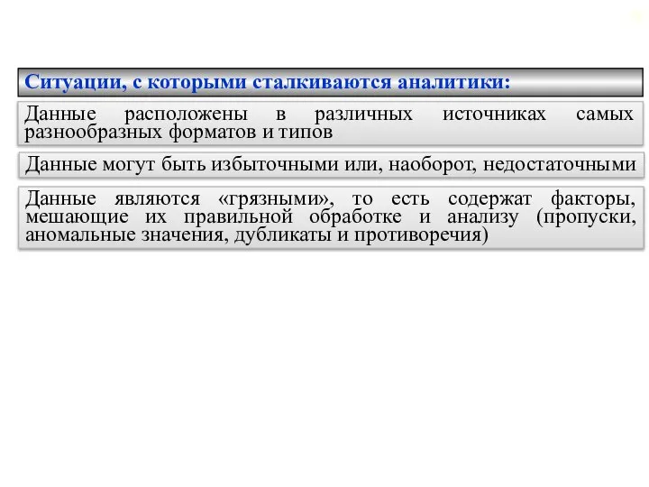 Введение Ситуации, с которыми сталкиваются аналитики: Данные расположены в различных источниках