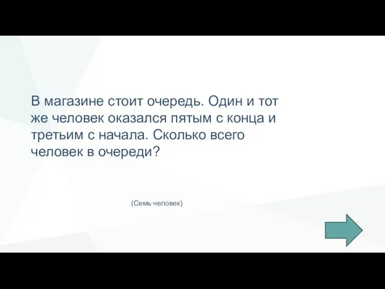 В магазине стоит очередь. Один и тот же человек оказался пятым