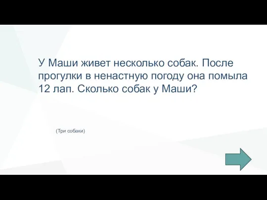 У Маши живет несколько собак. После прогулки в ненастную погоду она