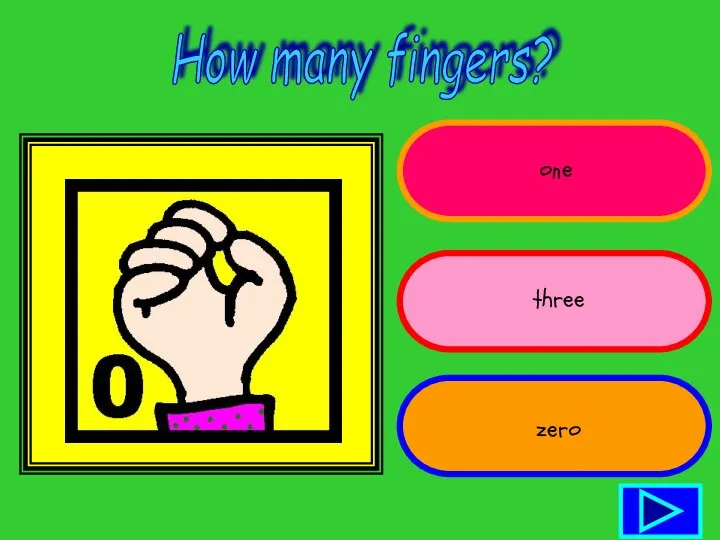 How many fingers? zero one three