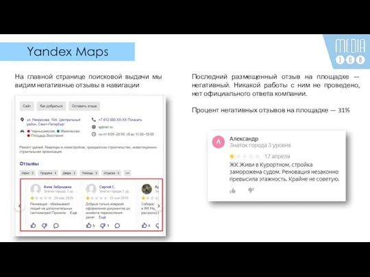 Yandex Maps Последний размещенный отзыв на площадке — негативный. Никакой работы