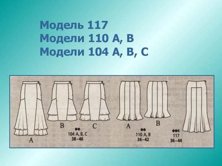 Модель 117 Модели 110 А, В Модели 104 А, В, С